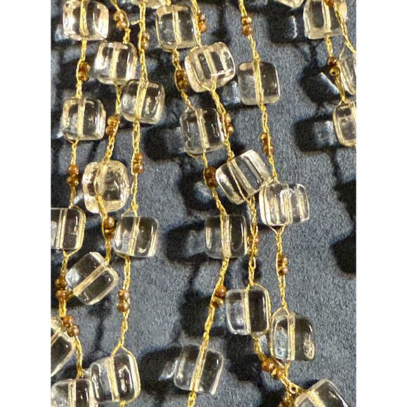 Handcrafted Clear & Gold Tone Beaded Necklace - 50 Inches - Picture 7 of 9